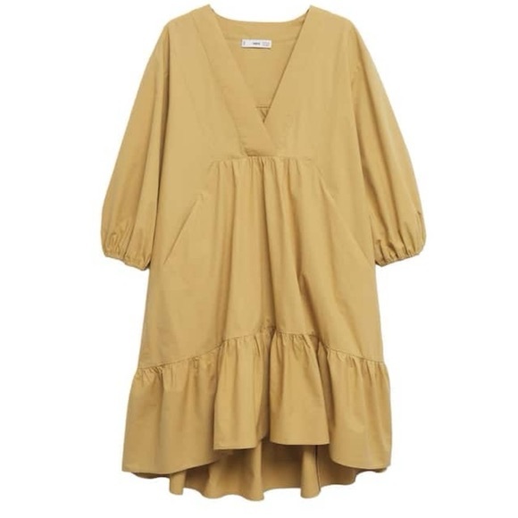 Mango Oversized Camel Ruffle-Hem Mini Dress - Picture 4 of 7